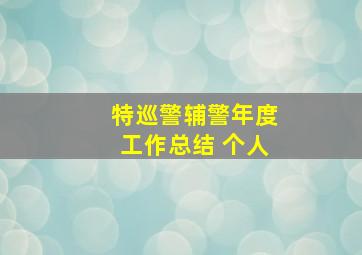 特巡警辅警年度工作总结 个人